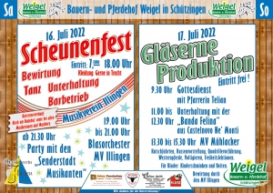 Scheunenfest und Gläserne Produktion 16.-17 Juli 2022